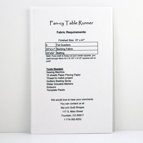 Quilting Pattern, Fan-cy Table Runner, 15 x 47 inches Table Decor, Na-La's Quilt - Picture 3 of 3